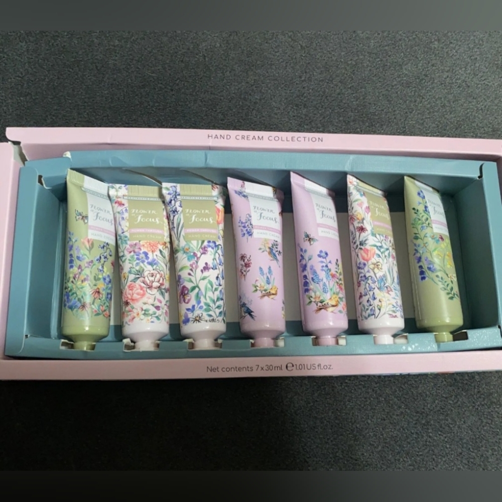 HEATHCOTE & IVORY FLOWER OF FOCUS HAND CREAM COLLECTION 7 X 1.01 OZ EACH NEW!